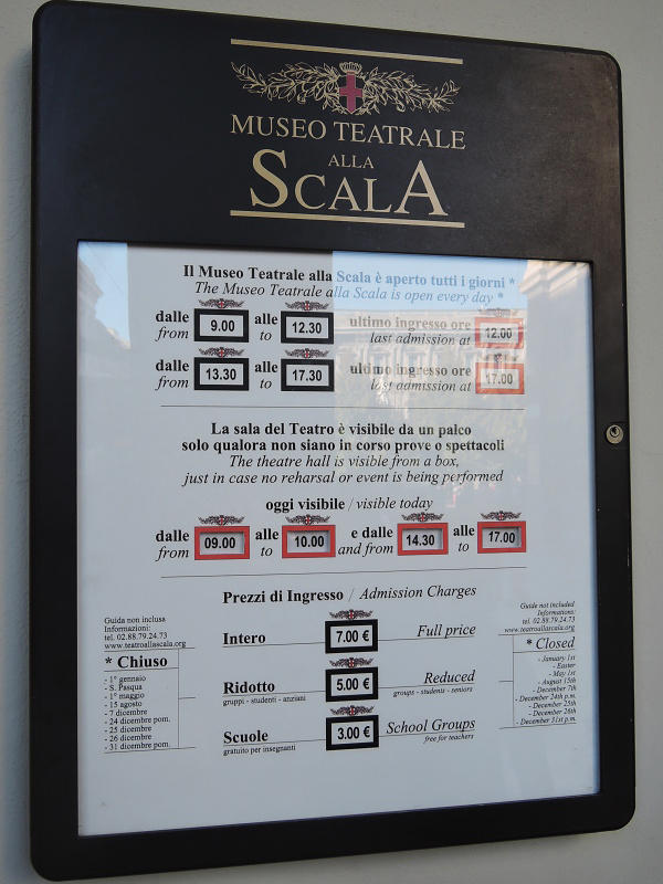 La Scala - otvracie hodiny mzea a vetko ostatn ...