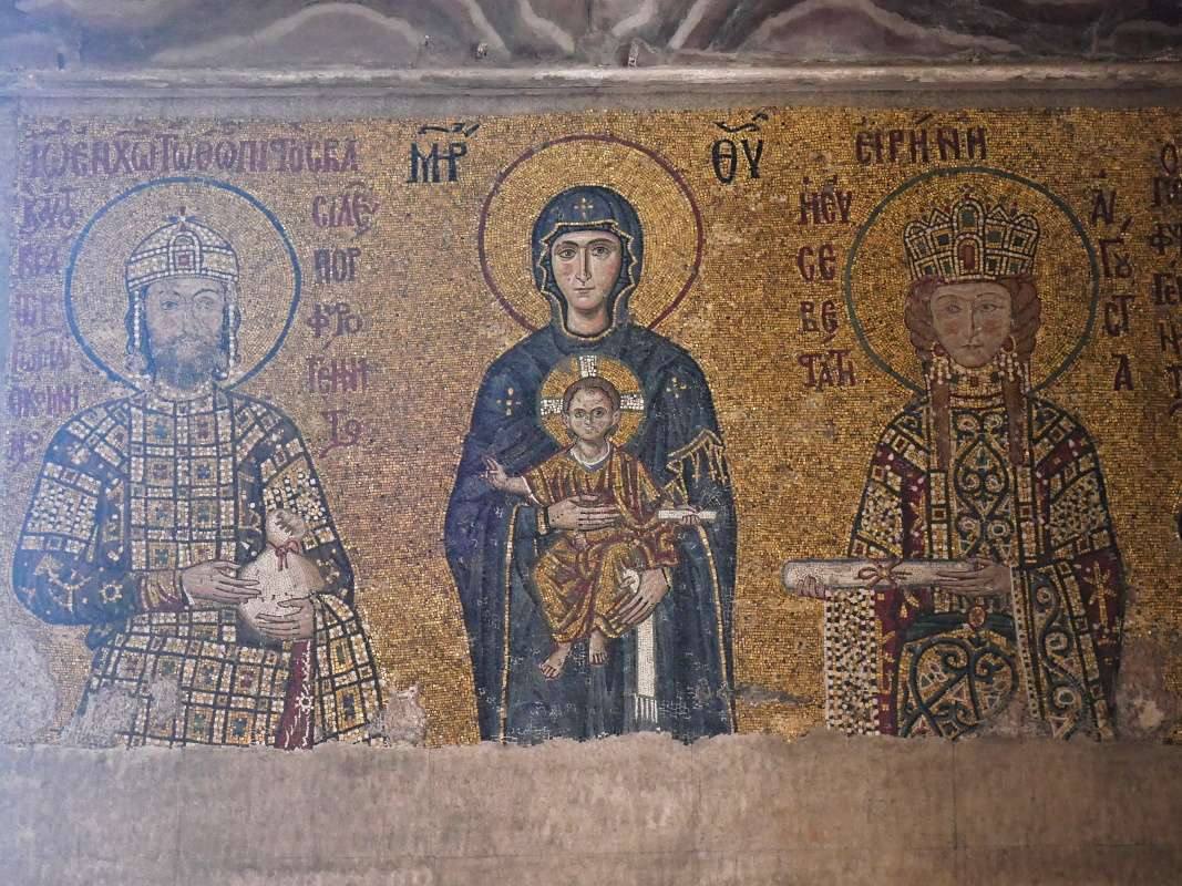 Hagia Sofia - mozajka Panna Mária a cisár