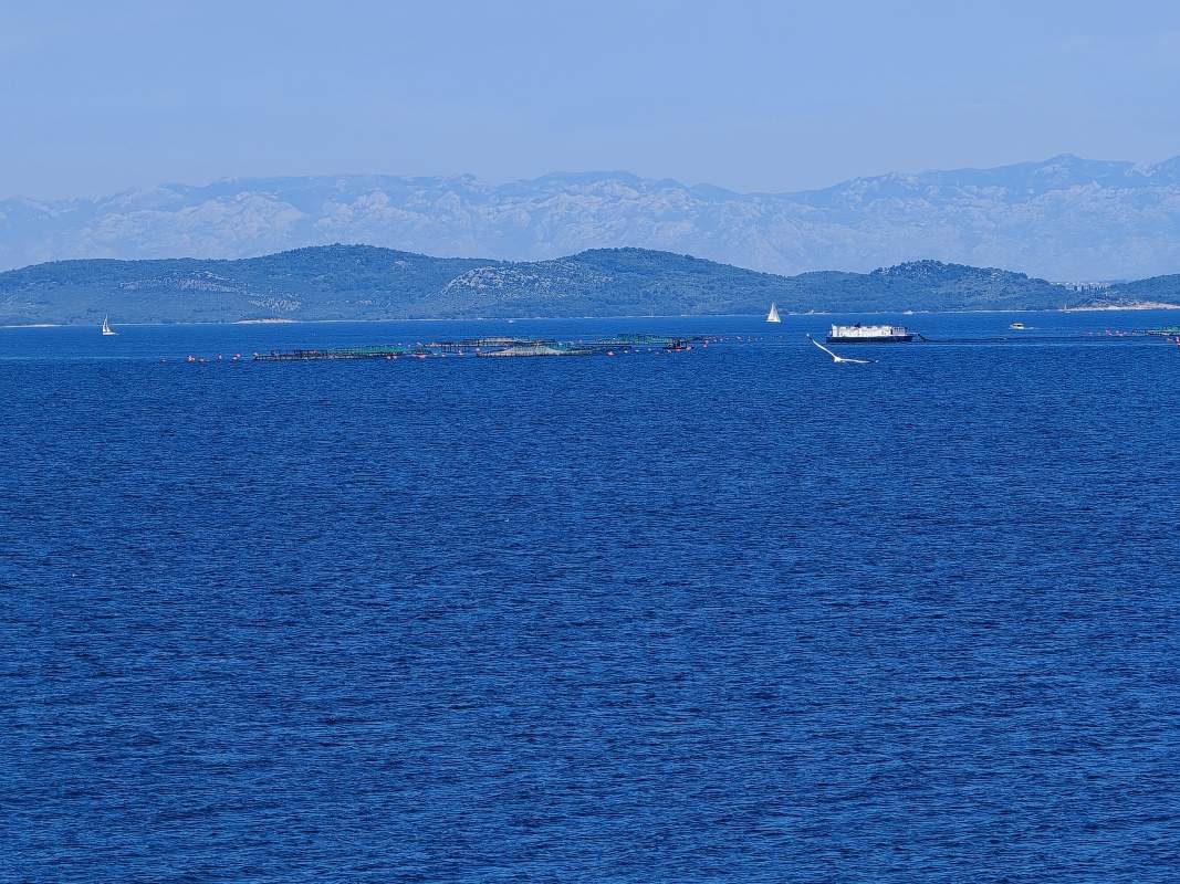 Ostrov Lavdara - výhľad na Ugljan a za ním aZadar a pevnina